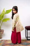 Kids formal clothes | Lemon & Multicolor | Formal 3 Piece Suit | Polyester Tussar Silk | KDD-03224