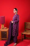Women Eid Dress | Magenta & Multicolor | Casual Plus 3 Piece Suit | Cotton Plain | LBD-03331