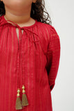 Kids Winter dress | Maroon & Gold | Casual 3 Piece Suit | Cotton Dobby Karandi | KAD-03699