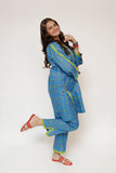Girls Eid Dress | Blue & Multicolor | Casual 2 Piece Suit  | Cotton Lawn Printed | GAC-03479