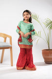 Kids formal clothes | Green & Maroon | Formal 3 Piece Suit | Polyester Tussar Silk | KDD-03222