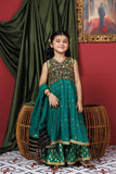 Kids formal clothes | Green & Multicolor | Formal 3 Piece Suit | Viscose Crinkle Chiffon | KDD-03108