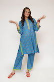 Girls Eid Dress | Blue & Multicolor | Casual 2 Piece Suit  | Cotton Lawn Printed | GAC-03479