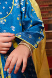 Kids formal clothes | Blue & Yellow | Formal 3 Piece Suit | Viscose Raw-Silk | KDD-03247