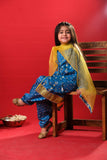 Kids formal clothes | Blue & Yellow | Formal 3 Piece Suit | Viscose Raw-Silk | KDD-03247