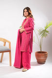 Women Casual Dress | Shocking Pink & Multicolor | Casual Plus 3 Piece Suit | Cotton Dobby | LBD-03400