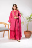 Women Casual Dress | Shocking Pink & Multicolor | Casual Plus 3 Piece Suit | Cotton Dobby | LBD-03400