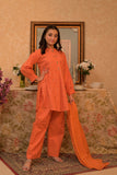 GAD-02878 | Orange & Gold | Casual 3 Piece Suit | Cotton Self dobby