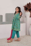 KBD-03000 | Turquoise Green & Multicolor | Casual Plus 3 Piece Suit | Cotton Dobby Dye over Gold Print