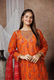 Girls formal clothes | Orange & Multicolor | Formal 3 Piece Suit  | Cotton Organza | GDD-03116