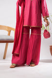 Girls Eid Dress | Shocking Pink & Multicolor | Casual Plus 3 Piece Suit  | Cotton Dobby | GBD-03384