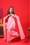 Kids Eid Dress | Peach & Multicolor | Casual Plus 3 Piece Suit | Cotton Plain | KBD-03324