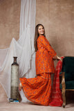 Girls formal clothes | Orange & Multicolor | Formal 3 Piece Suit  | Cotton Organza | GDD-03116