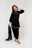 Kids Eid Dress | Black & White | Casual 3 Piece Suit | Cotton Plain Embroidery | KAD-03429