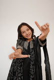 Kids Casual Dress | Black & Fawn | Casual 3 Piece Suit | Cotton Lawn Printed | KAD-03496