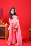 Kids Eid Dress | Peach & Multicolor | Casual Plus 3 Piece Suit | Cotton Plain | KBD-03324