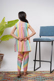 Kids Eid Dress | White & Multicolor | Casual 2 Piece Suit | Cotton Multi Color Printed | KAC-03143