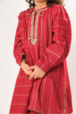 Kids winter clothes | Red & Gold | Casual 3 Piece Suit | Cotton Karandi Dobby | KAD-03217