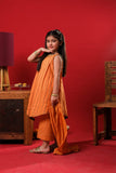 Kids Eid Dress | Fawn & Multicolor | Casual Plus 3 Piece Suit | Cotton Dobby | KBD-03379