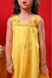 Kids Eid Dress | Yellow & Multicolor | Casual 3 Plus Piece Suit | Cotton Self Dobby | KBD-03343