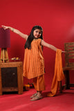 Kids Eid Dress | Fawn & Multicolor | Casual Plus 3 Piece Suit | Cotton Dobby | KBD-03379