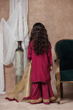 KDD-03074 | Magenta & Gold | Formal 3 Piece Suit | Viscose Raw-Silk