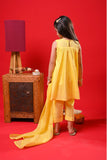 Kids Eid Dress | Yellow & Multicolor | Casual 3 Plus Piece Suit | Cotton Self Dobby | KBD-03343