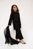 Kids Eid Dress | Black | Casual 3 Piece Suit | Cotton Plain Embroidery | KAD-03428