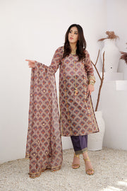 Women Formal Clothes | Fawn & MultiColor | Formal 3 Piece Suit | Digital Print Cotton By Organza | LDD-02999