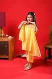 Kids Eid Dress | Yellow & Multicolor | Casual 3 Plus Piece Suit | Cotton Self Dobby | KBD-03343