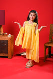 Kids Eid Dress | Yellow & Multicolor | Casual 3 Plus Piece Suit | Cotton Self Dobby | KBD-03343