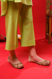 Kids Eid Dress | Perot Green & Gold | Casual Plus 3 Piece Suit | Cotton Self Dobby | KBD-03370