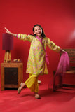 Kids formal clothes | Lemon & Multicolor | Formal 3 Piece Suit | Polyester Tussar Silk with Digital print | KDD-03228
