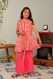 KDD-02870 | Shocking Pink & Multicolor | Formal 3 Piece Suit | Taser Silk