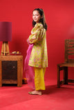 Kids formal clothes | Lemon & Multicolor | Formal 3 Piece Suit | Polyester Tussar Silk with Digital print | KDD-03228