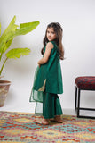 Kids formal clothes | Bottle Green & Gold | Formal 3 Piece Suit | Viscose Chambry Katan | KDD-03238