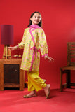 Kids formal clothes | Lemon & Multicolor | Formal 3 Piece Suit | Polyester Tussar Silk with Digital print | KDD-03228