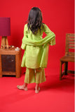 Kids Eid Dress | Perot Green & Gold | Casual Plus 3 Piece Suit | Cotton Self Dobby | KBD-03370