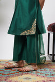 Kids formal clothes | Bottle Green & Gold | Formal 3 Piece Suit | Viscose Chambry Katan | KDD-03238