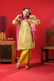 Kids formal clothes | Lemon & Multicolor | Formal 3 Piece Suit | Polyester Tussar Silk with Digital print | KDD-03228