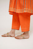 Kids Casual Dress | Orange & Multicolor | Casual Plus 3 Piece Suit | Cotton Dobby Fancy | KBD-03499