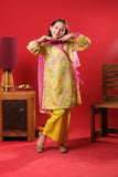 Kids formal clothes | Lemon & Multicolor | Formal 3 Piece Suit | Polyester Tussar Silk with Digital print | KDD-03228