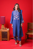 Women Eid Dress | Blue & Multicolor | Casual Plus 3 Piece Suit | Cotton Dobby | LBD-03376