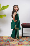 Kids formal clothes | Bottle Green & Gold | Formal 3 Piece Suit | Viscose Chambry Katan | KDD-03238