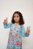 Kids Casual Dress | Ferozi & Multicolor | Casual 2 Piece Suit | Cotton Lawn Digital Print | KAC-03473