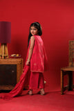 Kids Eid Dress | Red & Gold  | Casual Plus 3 Piece Suit | Cotton Plain | KBD-03327