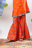 Kids Eid Dress | Orange & Multicolor | Casual Plus 3 Piece Suit | Cotton Gold Printed Lawn | KBD-03245