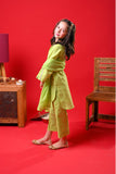 Kids Eid Dress | Perot Green & Gold | Casual Plus 3 Piece Suit | Cotton Self Dobby | KBD-03370