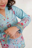 Kids Casual Dress | Ferozi & Multicolor | Casual 2 Piece Suit | Cotton Lawn Digital Print | KAC-03473