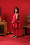 Kids Eid Dress | Red & Gold  | Casual Plus 3 Piece Suit | Cotton Plain | KBD-03327
